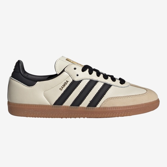 Adidas Samba in Cream and Black with Tan Sole - Picture 1 of 4